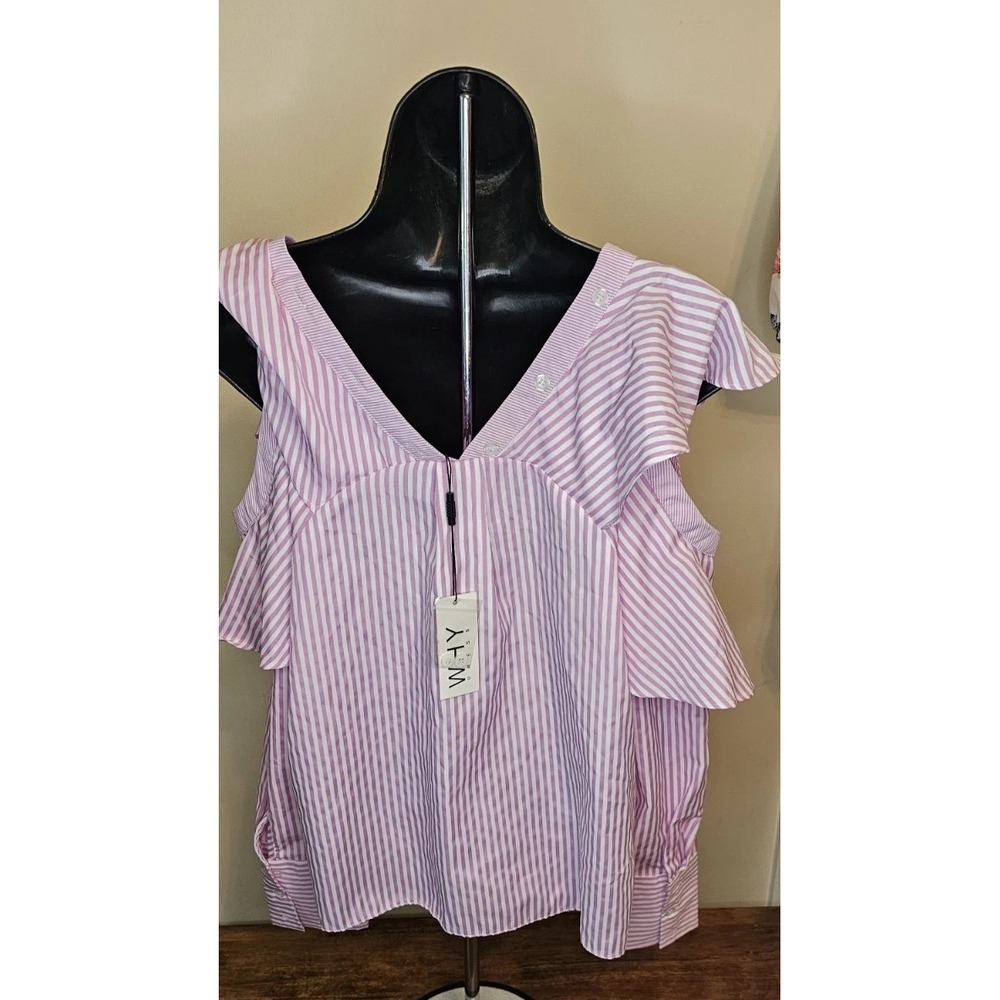 Why Dress Women's Pink & White Cold Sholder Top Size Large ( NWT) - Picture 8 of 13